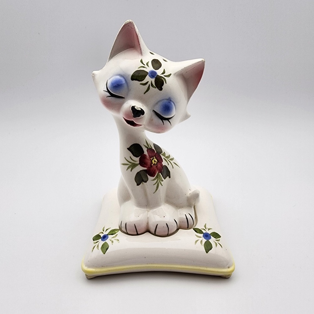 Vintage 1950's Enesco-Japan 6" Ceramic "Kitten On Pillow" Figural Salt &‎ Pepper